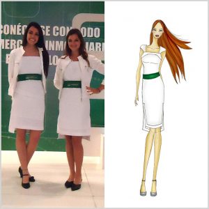 Argenprop </br>
Vestido de Jacky two way (género de vestir, elastizado) blanco con faja verde bordada y
camperita al tono forrada.